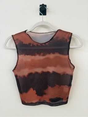 Missguided Rust and Black Sheer Mesh Cropped Tank
